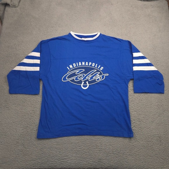 Pro Knights Athletics Other - Vintage 2000 Indianapolis Colts Pro Knit Shirt Mens L Blue 3/4 Sleeve NFL